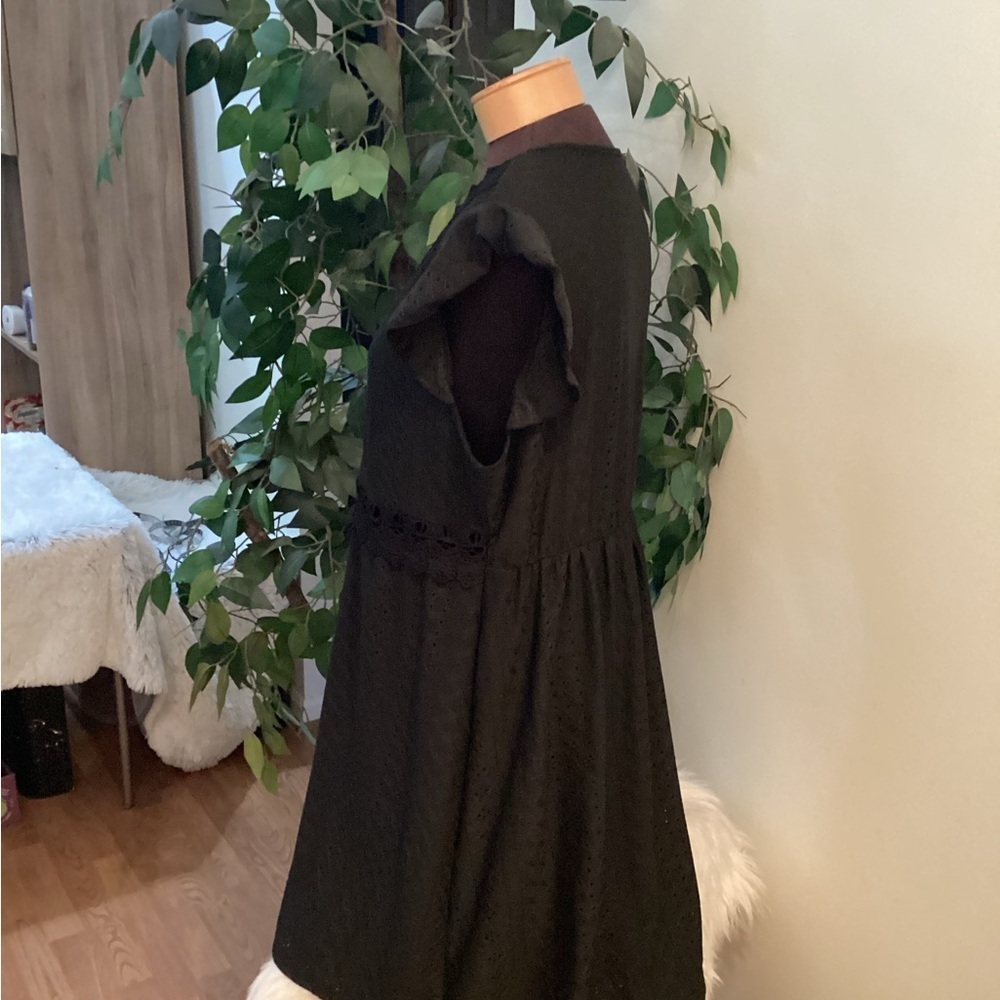 Shein black sleeveless with ruffle v neck midi dress Woman’s size 2X - Picture 6 of 13